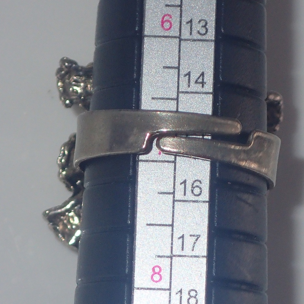 Vintage Ring Crystal Turtle Silver Adjustable Band Size 7 A Statement Piece Rare - Picture 12 of 12